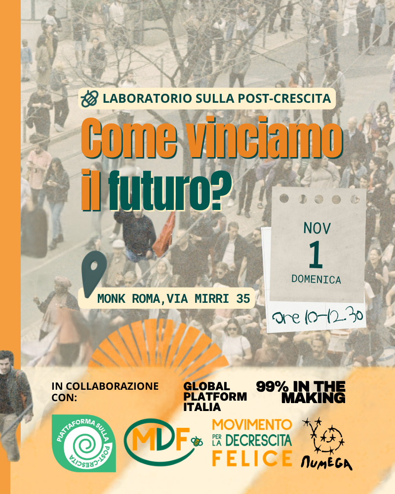 Noi siamo il 99%. Come vinciamo il futuro? Laboratorio sul Patto post-crescita per l'Italia